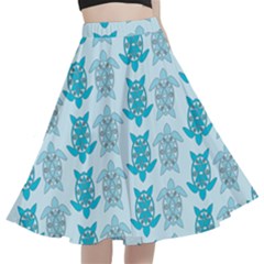 Sea Turtle Sea Animal A-line Full Circle Midi Skirt With Pocket by Dutashop