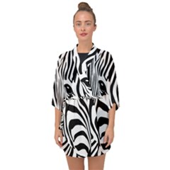 Animal Cute Pattern Art Zebra Half Sleeve Chiffon Kimono by Amaryn4rt