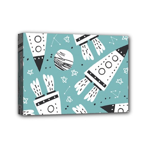 Cute-seamless-pattern-with-rocket-planets-stars Mini Canvas 7  X 5  (stretched) by uniart180623