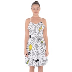 Set-cute-colorful-doodle-hand-drawing Ruffle Detail Chiffon Dress by uniart180623