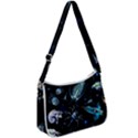 Colorful-abstract-pattern-consisting-glowing-lights-luminescent-images-marine-plankton-dark Zip Up Shoulder Bag View1