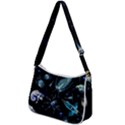 Colorful-abstract-pattern-consisting-glowing-lights-luminescent-images-marine-plankton-dark Zip Up Shoulder Bag View2