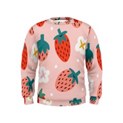 Strawberry-seamless-pattern Kids  Sweatshirt by uniart180623