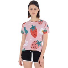 Strawberry-seamless-pattern Open Back Sport Tee by uniart180623