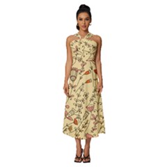 Seamless-pattern-with-different-flowers Sleeveless Cross Front Cocktail Midi Chiffon Dress by uniart180623