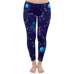 Realistic-night-sky-poster-with-constellations Classic Winter Leggings by uniart180623