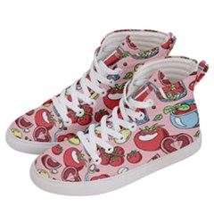 Tomato-seamless-pattern-juicy-tomatoes-food-sauce-ketchup-soup-paste-with-fresh-red-vegetables Men s Hi-top Skate Sneakers by uniart180623