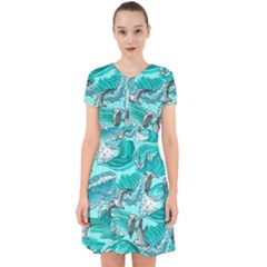 Sea-waves-seamless-pattern Adorable In Chiffon Dress by uniart180623