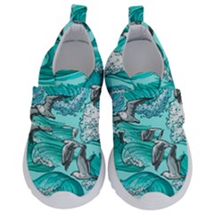 Sea-waves-seamless-pattern Kids  Velcro No Lace Shoes by uniart180623