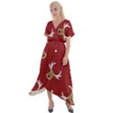 Cute-reindeer-head-with-star-red-background Cross Front Sharkbite Hem Maxi Dress View1