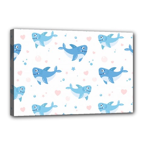 Seamless-pattern-with-cute-sharks-hearts Canvas 18  X 12  (stretched) by uniart180623