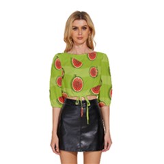 Seamless-background-with-watermelon-slices Mid Sleeve Drawstring Hem Top by uniart180623