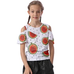 Seamless-background-pattern-with-watermelon-slices Kids  Butterfly Cutout Tee by uniart180623