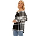 Pixel-background-design-modern-seamless-pattern-plaid-square-texture-fabric-tartan-scottish-textile- Off Shoulder Chiffon Pocket Shirt View2