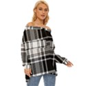 Pixel-background-design-modern-seamless-pattern-plaid-square-texture-fabric-tartan-scottish-textile- Off Shoulder Chiffon Pocket Shirt View3