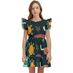 Seamless-pattern-with-breakfast-symbols-morning-coffee Kids  Winged Sleeve Dress by uniart180623