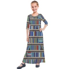 Bookshelf Kids  Quarter Sleeve Maxi Dress by uniart180623