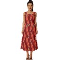 Chili-pattern-red Square Neckline Tiered Midi Dress View1