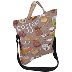 Vector-seamless-pattern-with-doodle-coffee-equipment Fold Over Handle Tote Bag by uniart180623