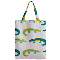 Cute-cartoon-alligator-kids-seamless-pattern-with-green-nahd-drawn-crocodiles Zipper Classic Tote Bag by uniart180623