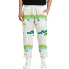 Cute-cartoon-alligator-kids-seamless-pattern-with-green-nahd-drawn-crocodiles Men s Elastic Waist Pants by uniart180623