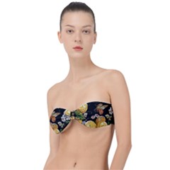 Embroidery-blossoming-lemons-butterfly-seamless-pattern Classic Bandeau Bikini Top  by uniart180623