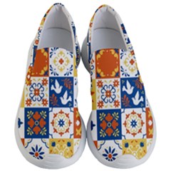 Mexican-talavera-pattern-ceramic-tiles-with-flower-leaves-bird-ornaments-traditional-majolica-style- Women s Lightweight Slip Ons by uniart180623