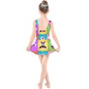 Monsters-emotions-scary-faces-masks-with-mouth-eyes-aliens-monsters-emoticon-set Kids  Skater Dress Swimsuit View2