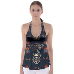 Floral-bugs-seamless-pattern Babydoll Tankini Top by uniart180623