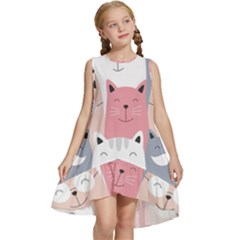 Cute Seamless Pattern With Cats Kids  Frill Swing Dress by uniart180623