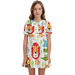 Seamless-pattern-vector-with-animals-cartoon Kids  Sweet Collar Dress by uniart180623