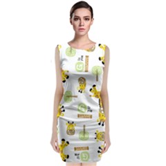 Vector-pattern-with-cute-giraffe-cartoon Sleeveless Velvet Midi Dress by uniart180623