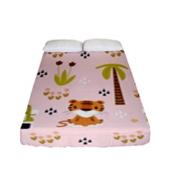 Cute-tiger-car-safari-seamless-pattern Fitted Sheet (full/ Double Size) by uniart180623