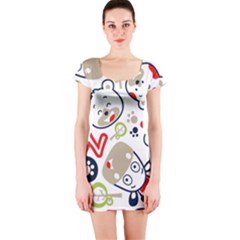 Animals-pattern Short Sleeve Bodycon Dress by uniart180623