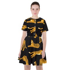 Seamless-exotic-pattern-with-tigers Sailor Dress by uniart180623