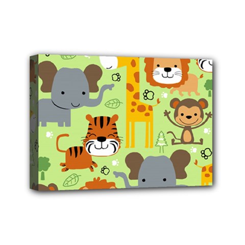 Seamless-pattern-vector-with-animals-wildlife-cartoon Mini Canvas 7  X 5  (stretched) by uniart180623