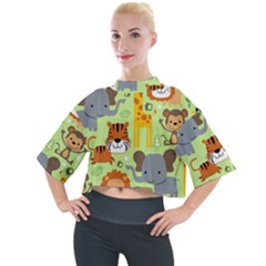 Seamless-pattern-vector-with-animals-wildlife-cartoon Mock Neck Tee by uniart180623