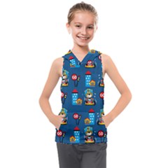 Racing-car-printing-set-cartoon-vector-pattern Kids  Sleeveless Hoodie by uniart180623