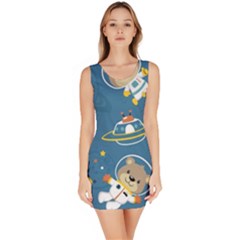 Seamless-pattern-funny-astronaut-outer-space-transportation Bodycon Dress by uniart180623