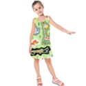 Seamless-pattern-with-wildlife-animals-cartoon Kids  Sleeveless Dress View1