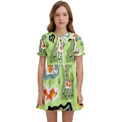 Seamless-pattern-with-wildlife-animals-cartoon Kids  Sweet Collar Dress by uniart180623