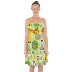 Funny-animals-cartoon Ruffle Detail Chiffon Dress by uniart180623