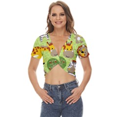 Funny-animals-cartoon Twist Front Crop Top by uniart180623