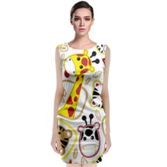 Vector-seamless-pattern-nice-animals-cartoon Sleeveless Velvet Midi Dress by uniart180623