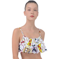 Vector-seamless-pattern-nice-animals-cartoon Frill Bikini Top by uniart180623