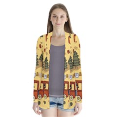 Seamless-pattern-funny-ranger-cartoon Drape Collar Cardigan by uniart180623