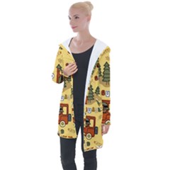 Seamless-pattern-funny-ranger-cartoon Longline Hooded Cardigan by uniart180623