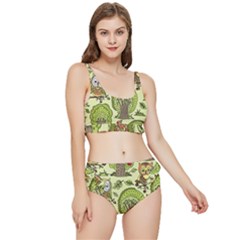 Seamless-pattern-with-trees-owls Frilly Bikini Set by uniart180623