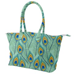 Lovely-peacock-feather-pattern-with-flat-design Canvas Shoulder Bag by uniart180623