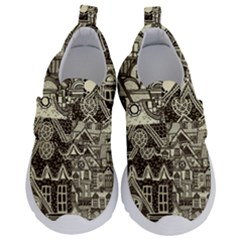 Four-hand-drawn-city-patterns Kids  Velcro No Lace Shoes by uniart180623